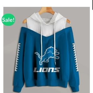 Blue Lions Off-Shoulder Hoodie
